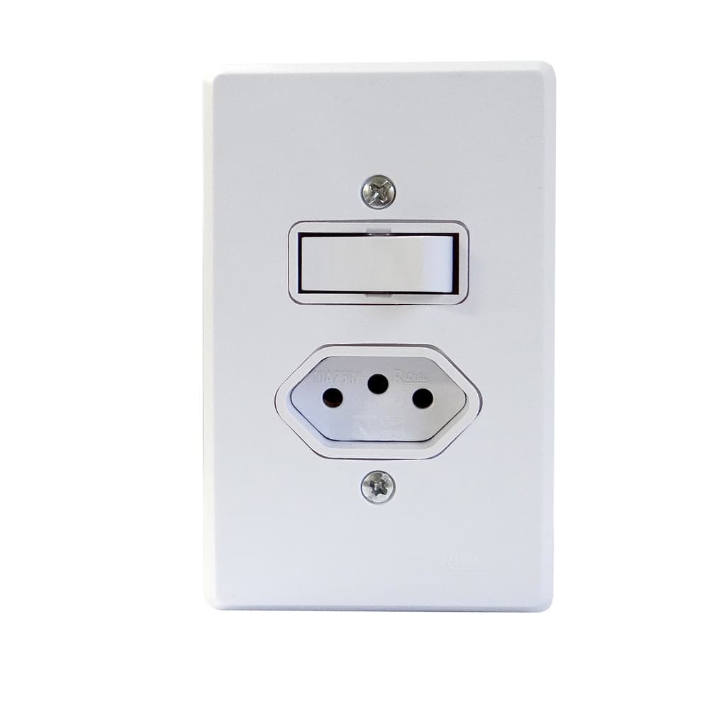 Interruptor Simples + Tomada 2P+T 10a Linha Gelo Radial