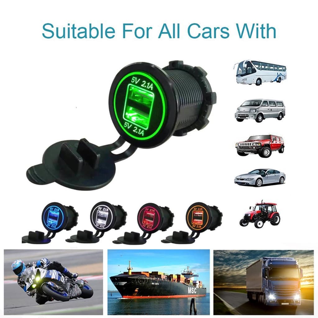 J&M 3.1A Carregador Para Carro Carregador De Carro Dual USB 12V 24V