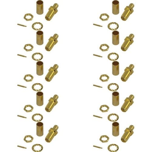 10 Conectores Wifi Sma Fêmea Rg58 Rg142 Lmr195 Rg400 Crimpar