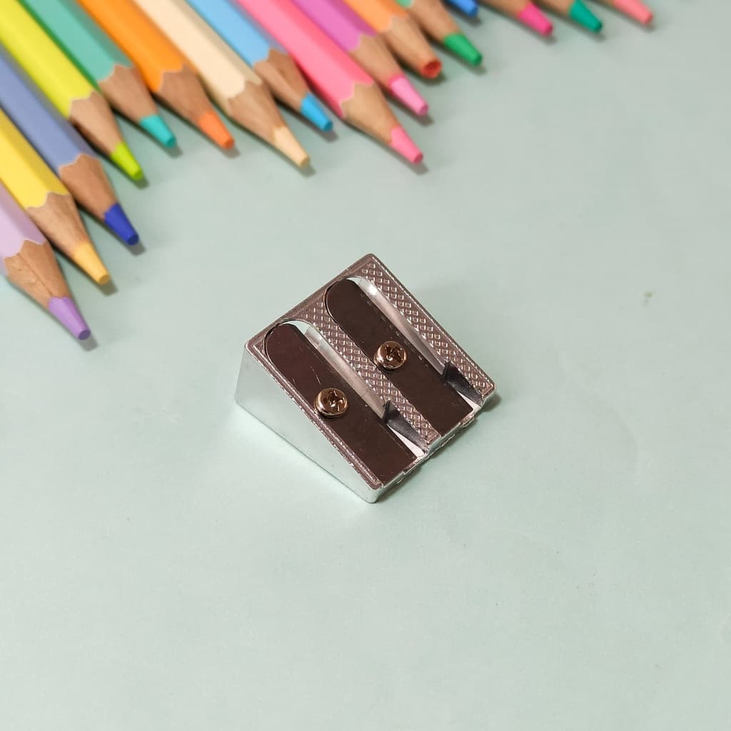 Apontador Metal Duplo Chanfrado - Onda / Material Escolar / Papelaria / Apontador Duplo