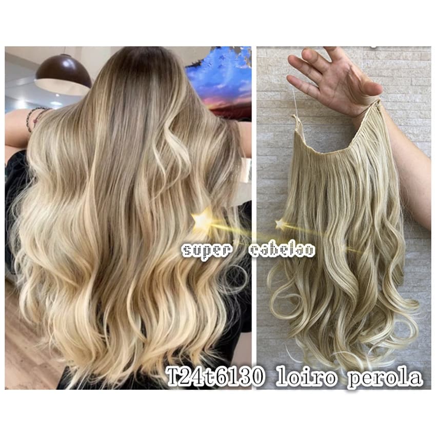 T24t613O - Aplique Mágico Cabelo Invisível Tiara transparente linha silicone Fio cor Loiro perola fosco Promocao