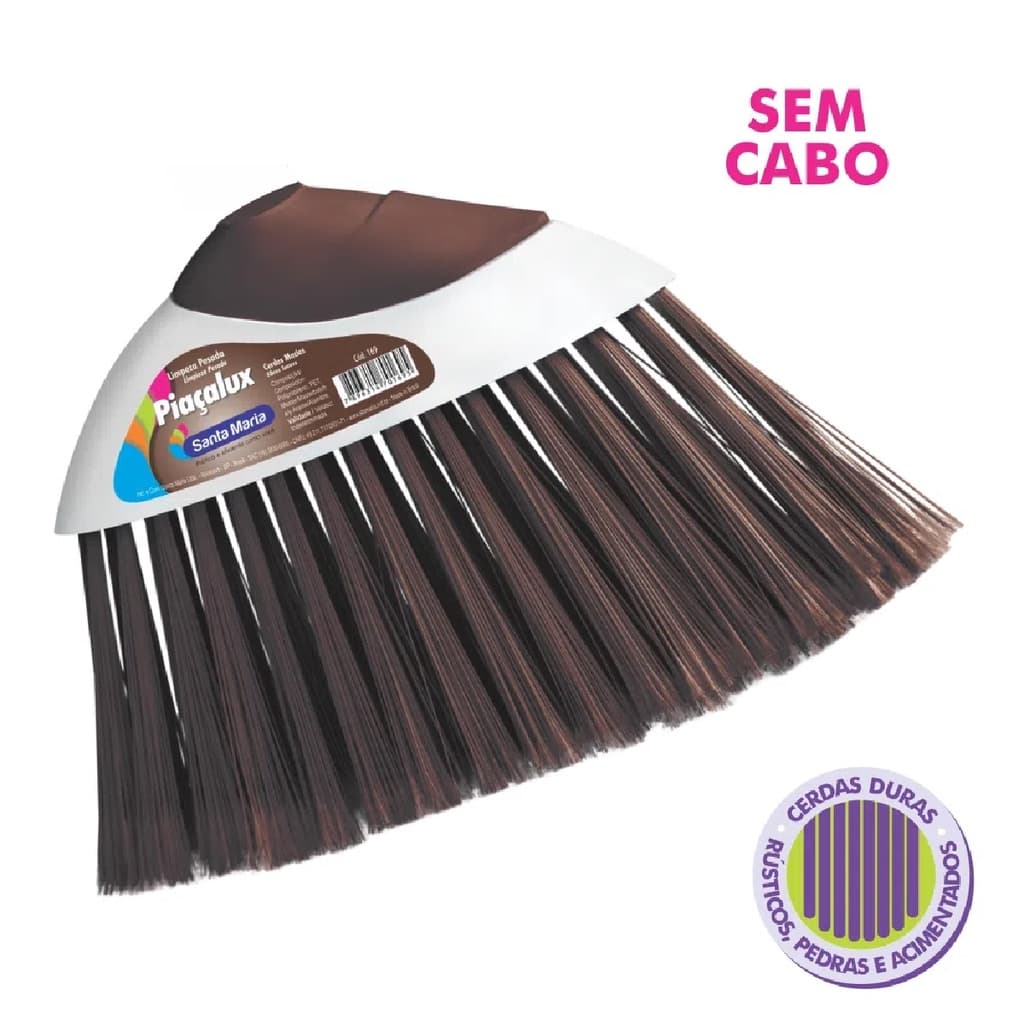 Vassoura Nylon Piaçalux -Sem Cabo- Cerdas Duras Limpeza Pesada 1Unidade