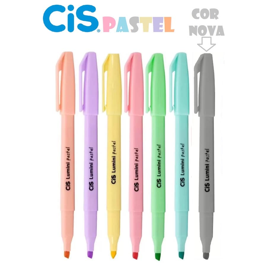 Caneta Marca Texto Cis Lumini Pastel - Com 7 Cores