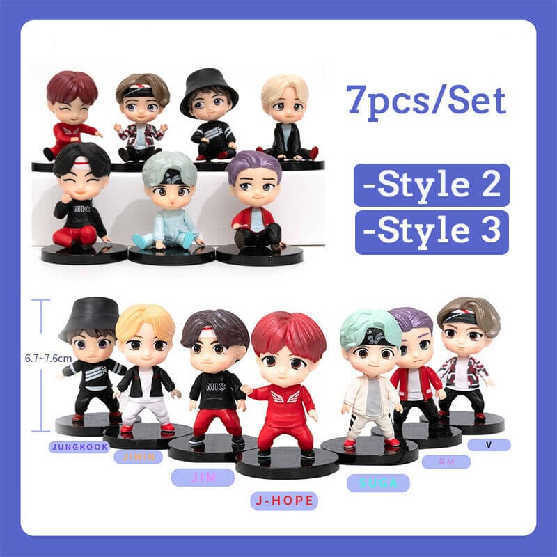 7Pcs/set BTS Figures Collection Kids Toy Dolls RM JIMIN SUGA Jungkook Gifts