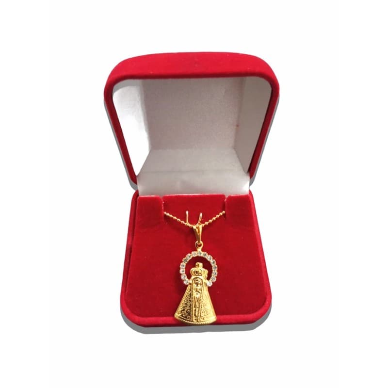 Cordão Folheado a Ouro Pingente NSA APARECIDA + Caixa Veludo 