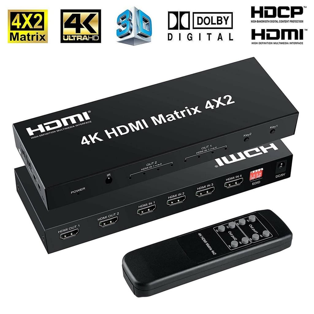 Switch Matrix Hdmi 4x2 Switch Splitter 1080p 4k 3d C/ Controle