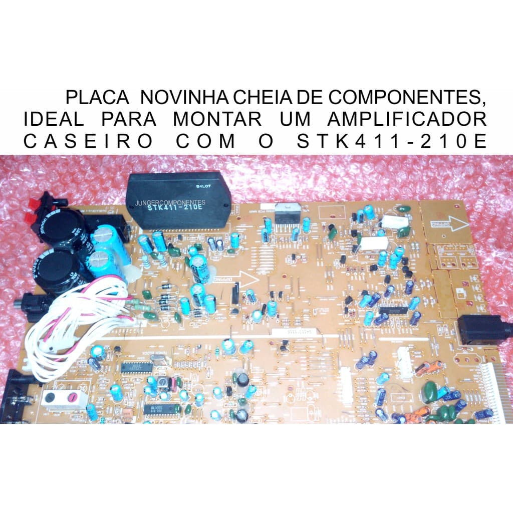 PLACA NOVA E COMPLETA COM Stk411-210e + L4959 + Ba1450s + Lc72131 + A1066 + Ba4560n - stk411-210e + l4959 + ba1450s + lc72131+ a1066  -+ ba4560n + 2x capacitor eletrolítico 5600uf x 80v - + capacitor eletrolítico 3300uf x 50v + diodo - + resistor