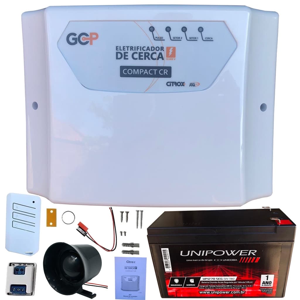Central Cerca Elétrica Eletrificador Gcp 10000v Compact Cr Citrox PPA + Sirene