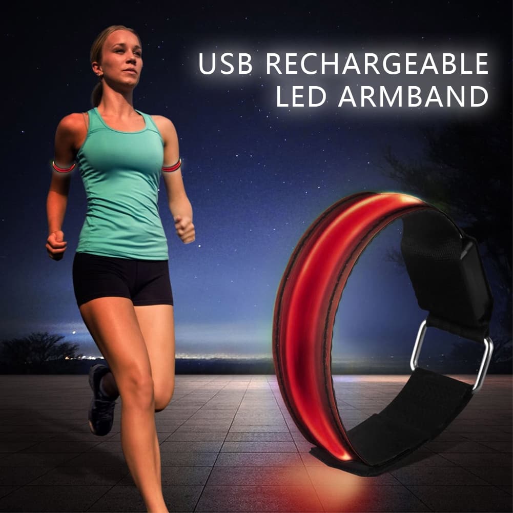 Luz De Corrida Recarregável USB Para Corridas LED Braçadeira Reflexiva Equipamento De Ciclismo Segurança Up Band
