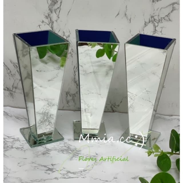 Kit 3 Vaso Espelhado Cachepot para Arranjo Artificial Enfeite  Decoração