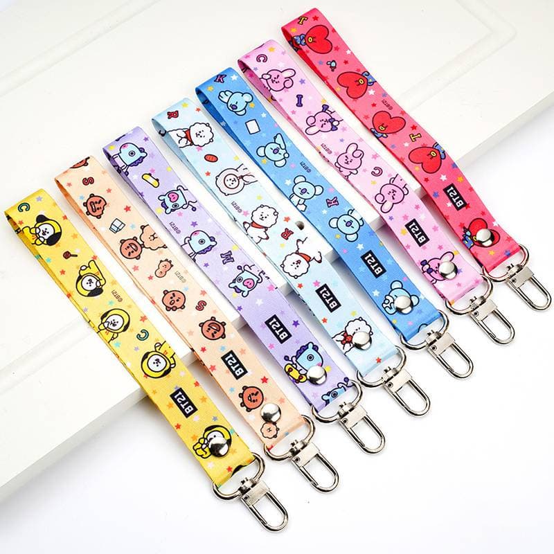 Kpop Bts Bt21 Moda Pu Canvas Pulseira De Couro Ocasional Cordão Chaveiro Chaveiros Carro Chaveiro Carteira De Cintura Crianças Presente Chimmy Cooky Koya Mang Rj Shooky Tata