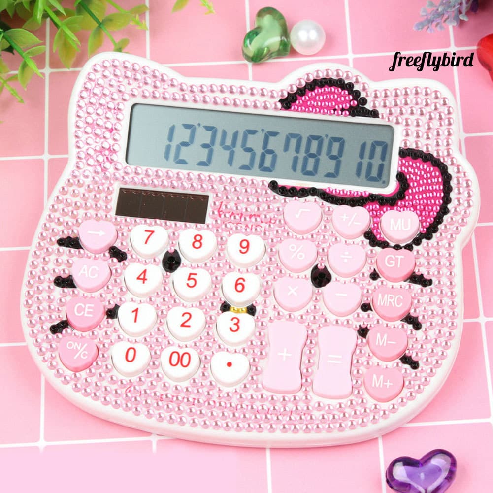 < Office > Calculadora Solar Com Strass Com Desenho Fofo Da Hello Kitty Para Escola / Escritório