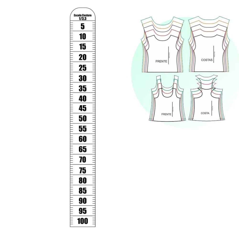 REGUA CORTE ESCALA DE COSTURA 1/3,3 ACRÍLICO
