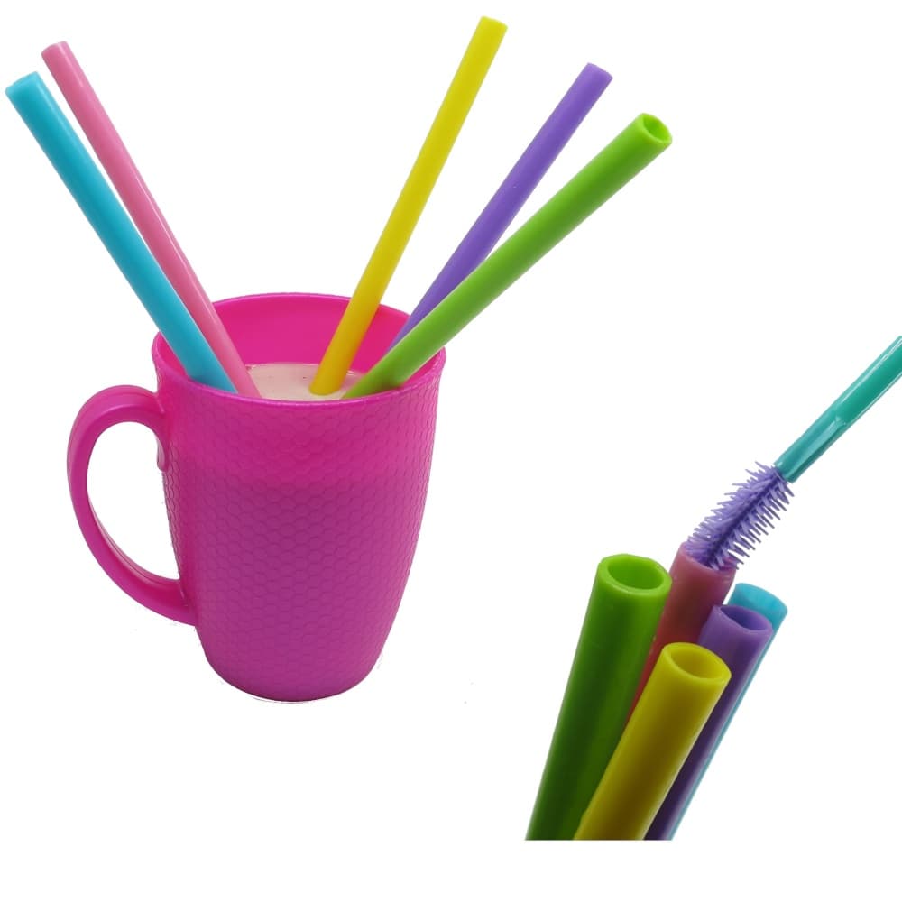 Kit com 5 Canudos + limpador - Canudo Ecológico, reutilizável, higiênico e emborrachado