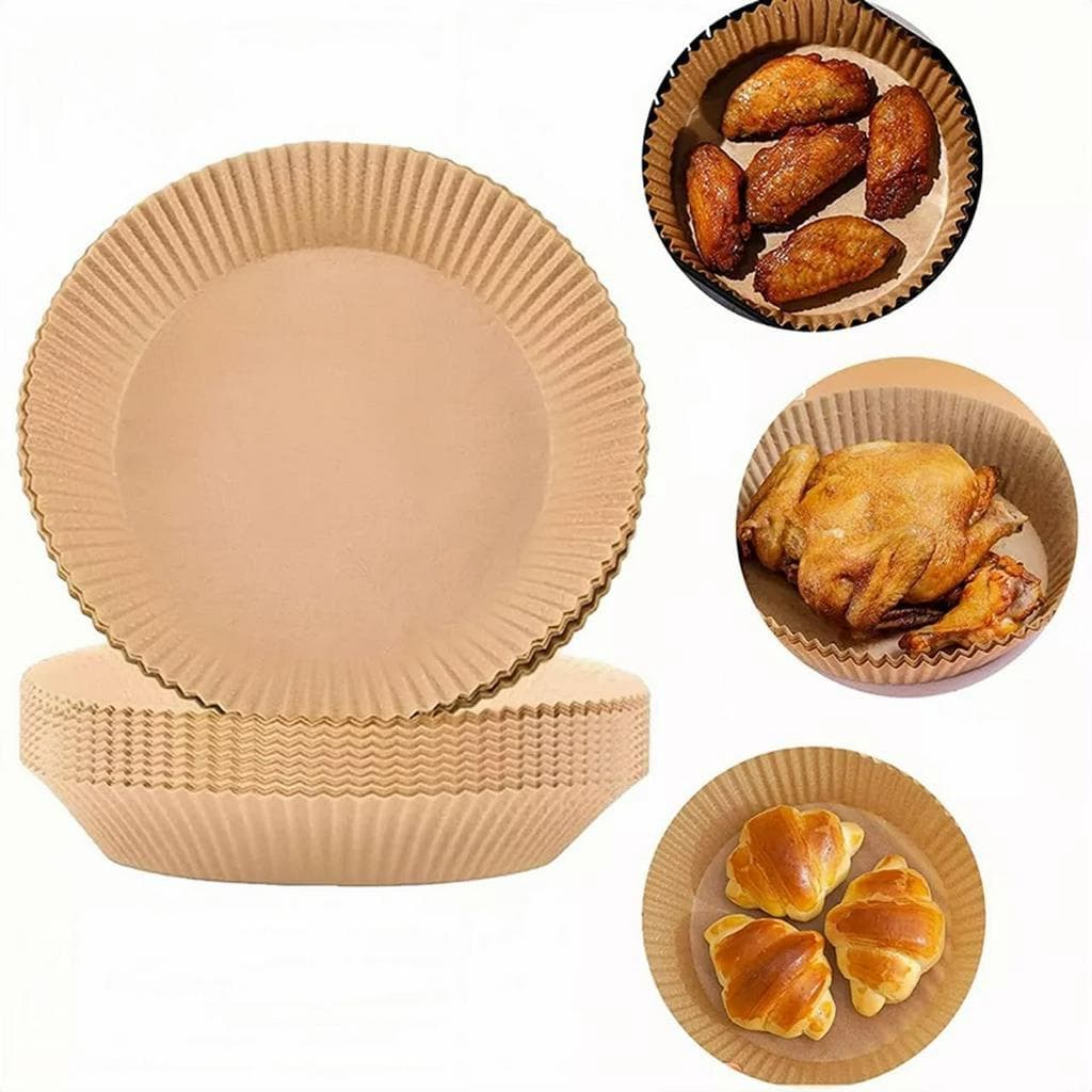 KIT 50/100/150/200 UNIDADES Forma Air Fryer Descartável Antiaderente Redonda Forro De Papel Vegetal