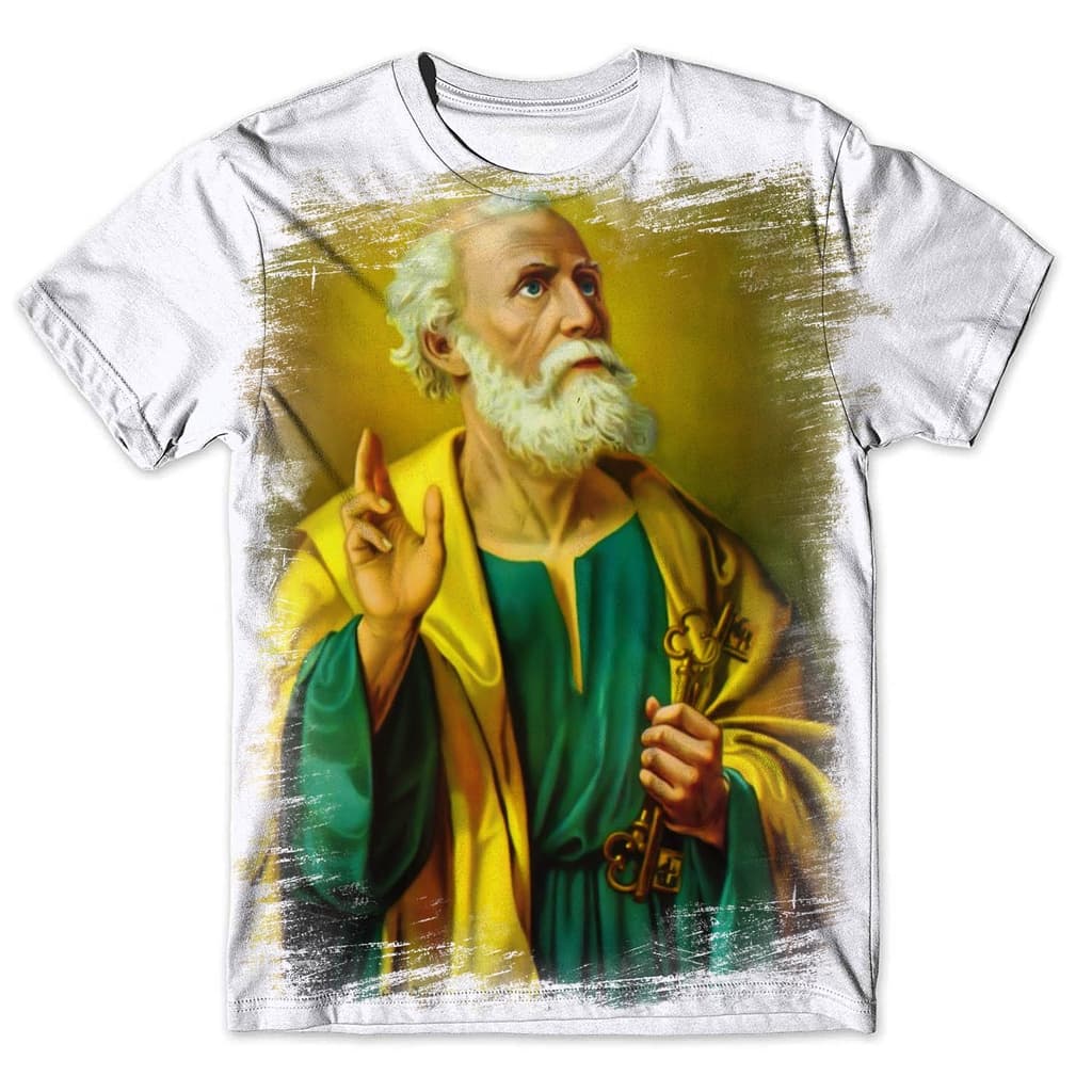 Camisa Camiseta Masculina Católica São Pedro Santo 1