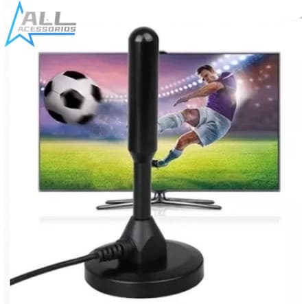 Antena Digital Televisão Hd tv Interna Fio 5m Base Hdtv Uhf Vhf 3.5DBI Verde TX-3006