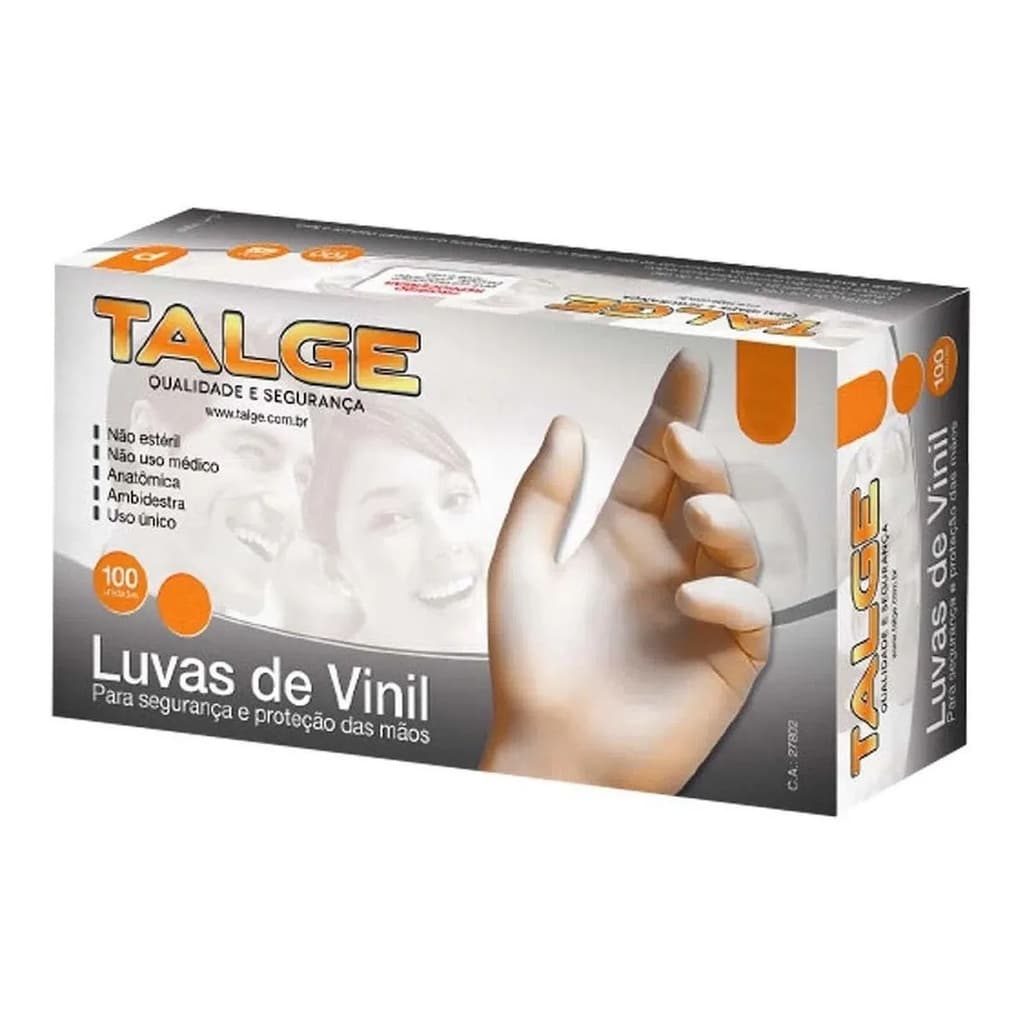 Luva de Vinil Sem Pó C/ 100 unidades Talge/Descarpack/Medix