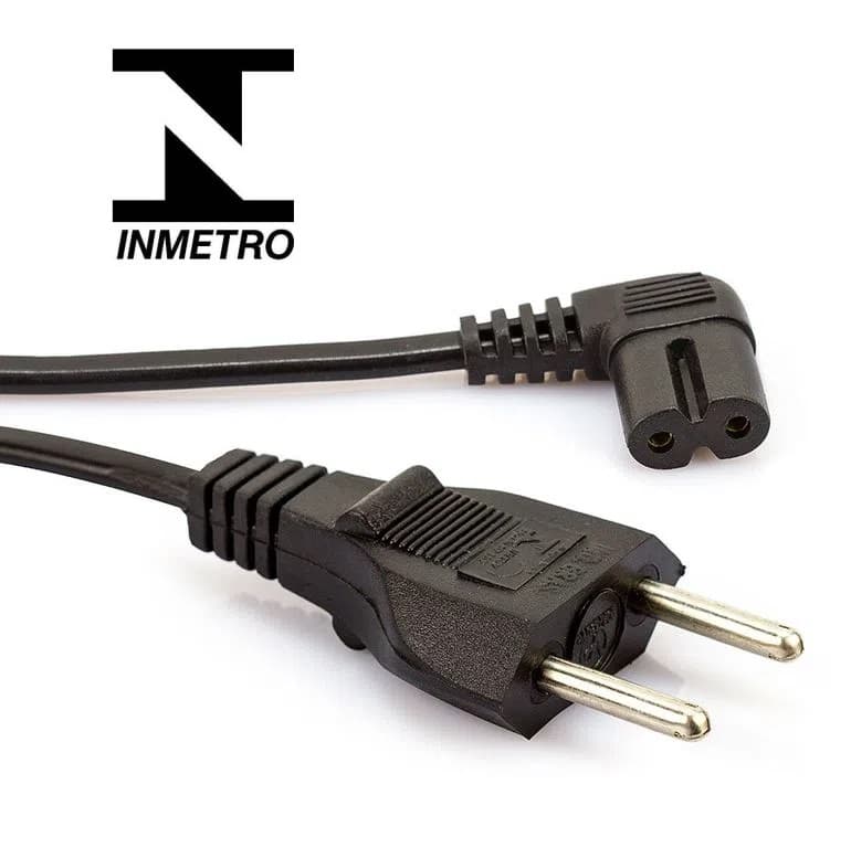Cabo De Força Curvado Em L 90º Tipo 8 Bipolar Para PS5 Ps4 Ps3 Ps2 Tv Samsung LG
