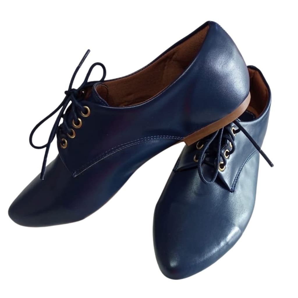 Sapato oxford azul marinho bico fino Sapato Oxford