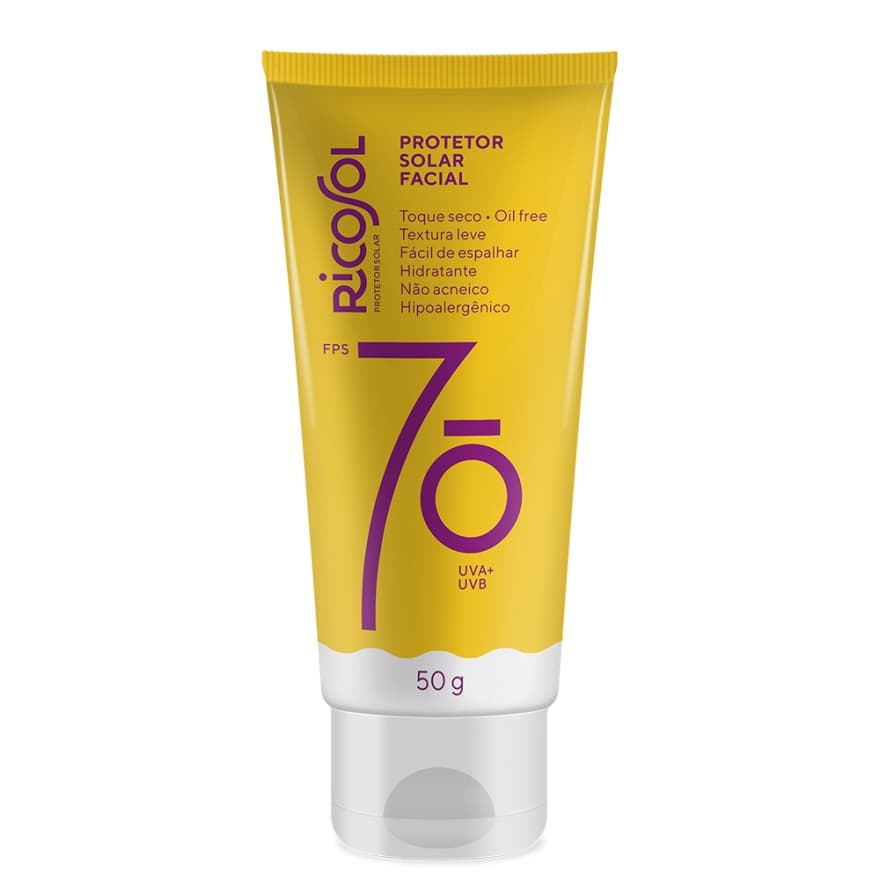 Protetor Solar Facial Ricosol Toque Seco Oil-free Fps 70 50g Vegano
