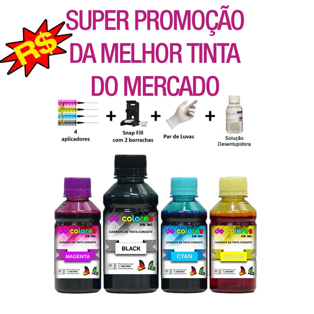 Kit de Tintas DeColores Recarga Cartuchos 122 | 662 | 664 | 667 da HP