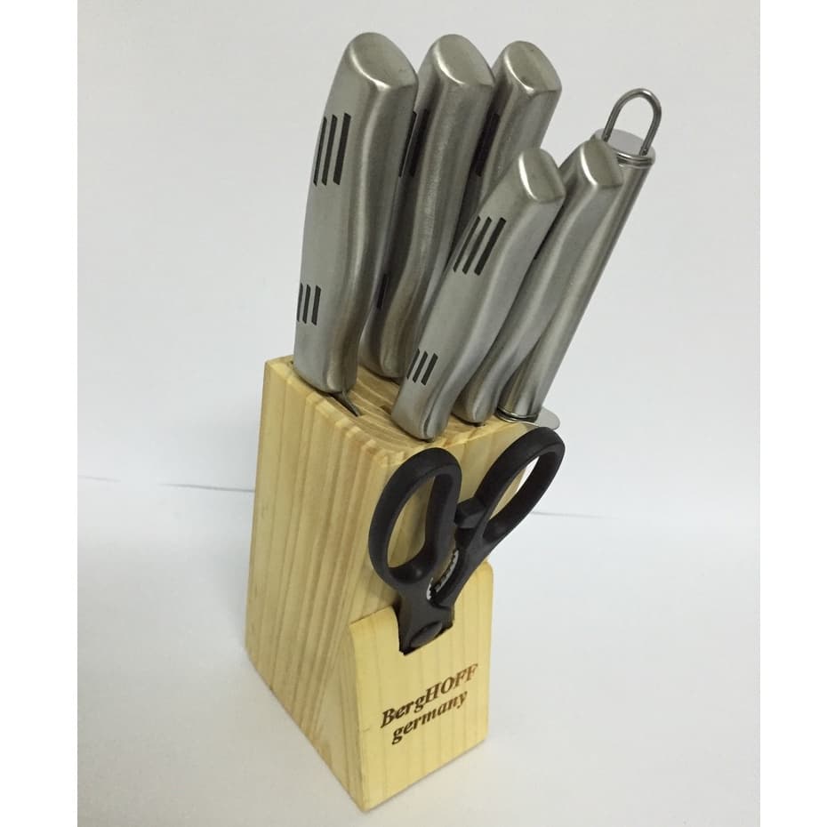 Conjunto Facas Para Cozinha 8 Pcs Cepo Madeira