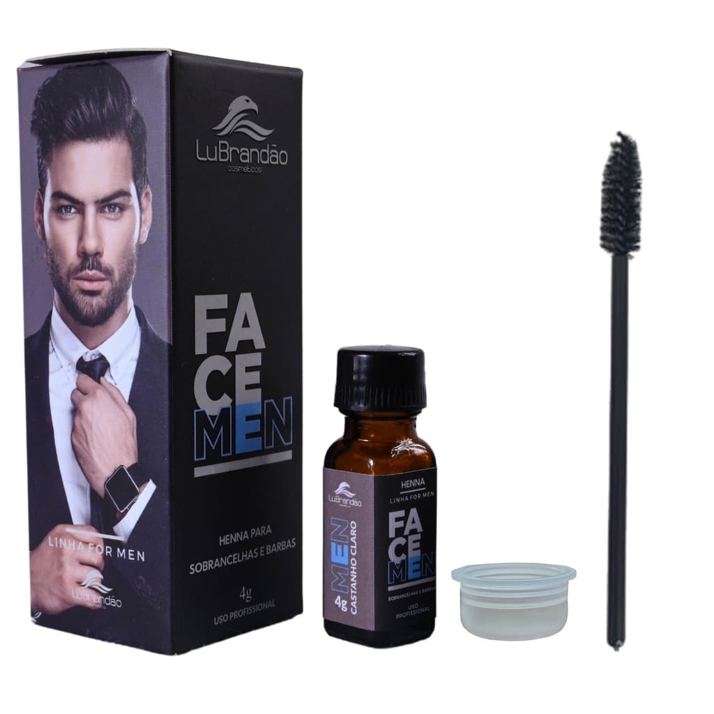 Henna Masculina Para Barba e Sobrancelhas Lu Brandão - Castanho Claro 4g