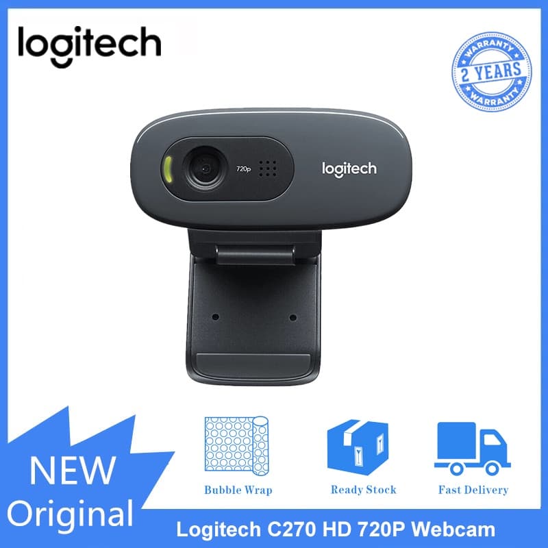 100% Original Logitech C270 HD camera, 720P webcam, built-in microphone for video calls