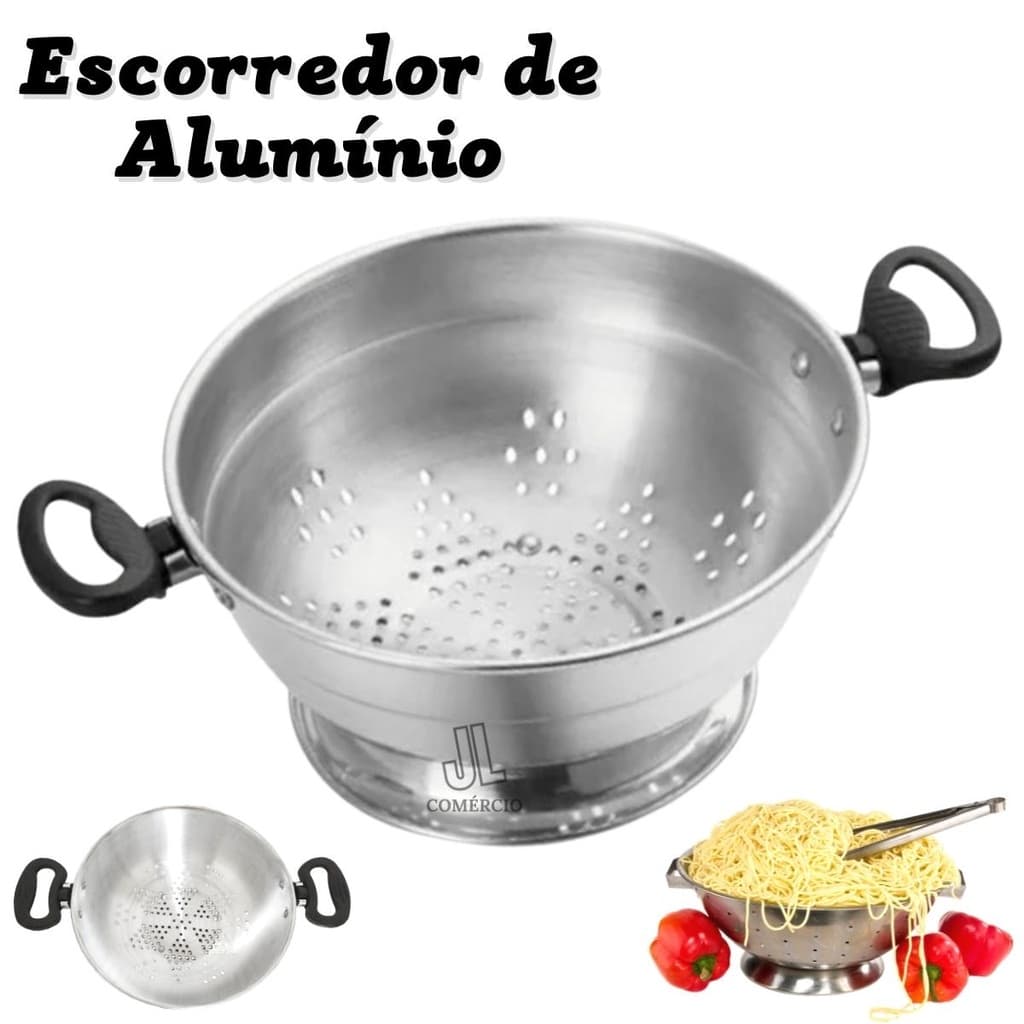 Escorredor De Macarrão Arroz Massas Verduras Frutas De Alumínio N°22 ou N°24