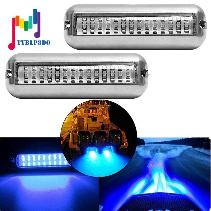 2 Peças Claro De Ralo Para Barco Com 42 Leds Azul Subaquática Pontoon Marinha