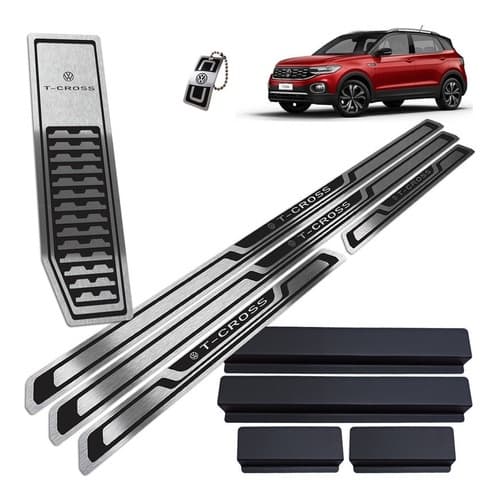 Aplique De Soleiras Com Descanso De Pé Inox Escovado T-cross