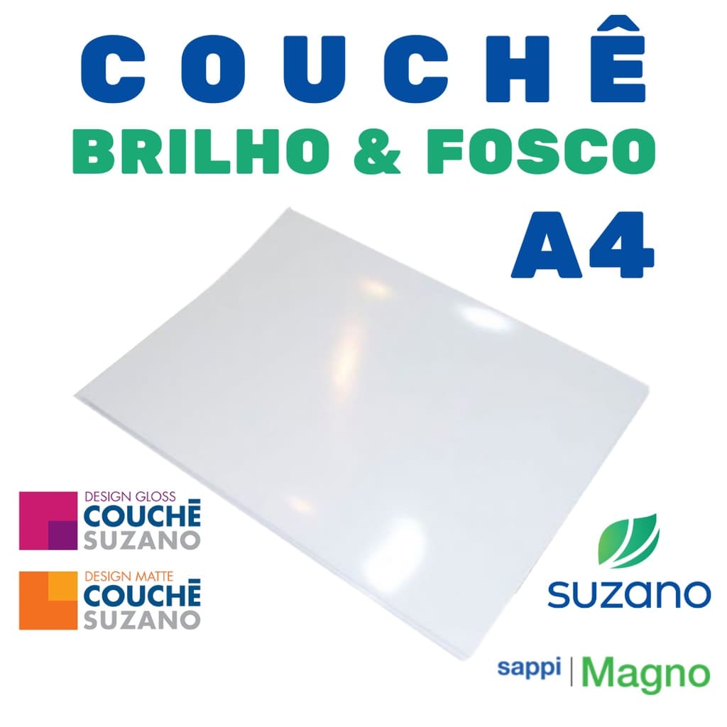 Papel Couchê Brilho e Fosco A4 (Suzano e Magno) Melhor Qualidade Impossível!