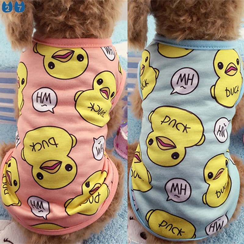 Roupas Fofas Para Cães De Estimação Com Estampa De Pato E Camiseta De Algodão Gatos