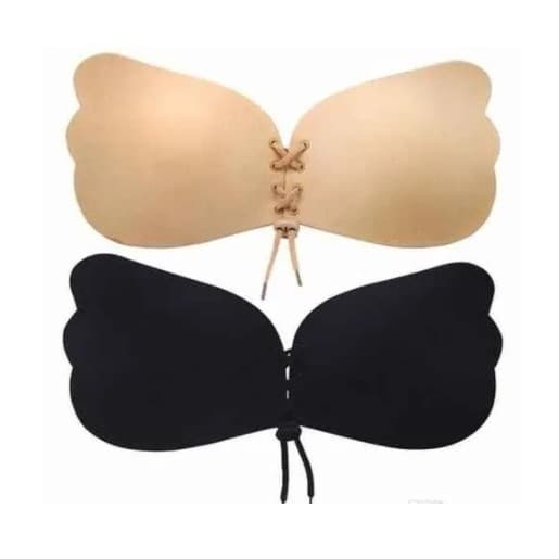 Sutiã Adesivo Levanta Seios Lingerie Com Amarração com cor Preto &bege pronto entregar