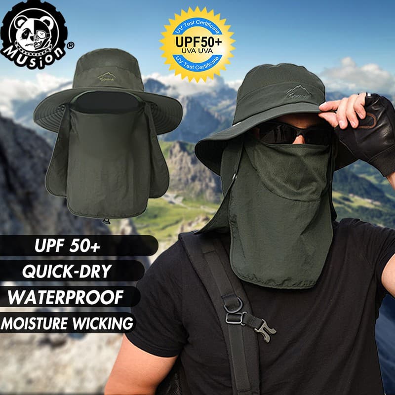 Musion Chapéu de Pesca UPF 50 Chapéu Pescador com Proteção Solar Removível à Prova de UV para Pesca Ao Ar Livre