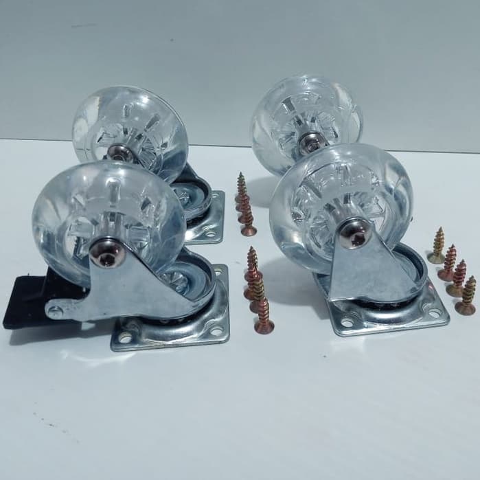 Kit 4 Rodizio Silicone Rodinha Gel 50mm Com E Sem Trava