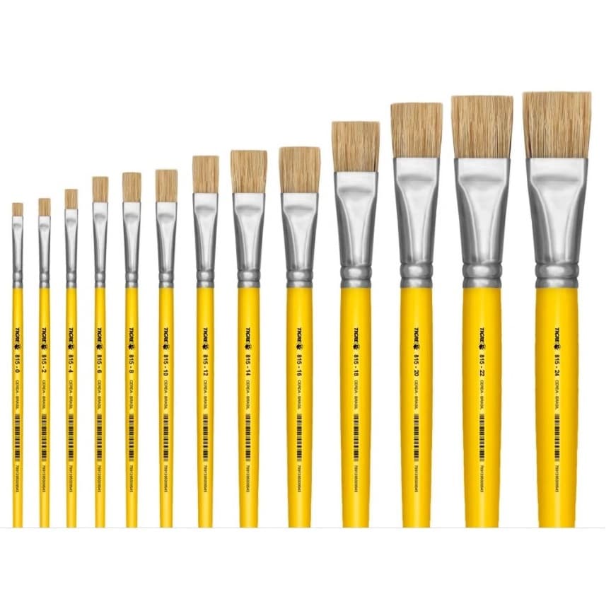 Pincel Pintura Chato Tigre 815 tamanhos de 00 a 24