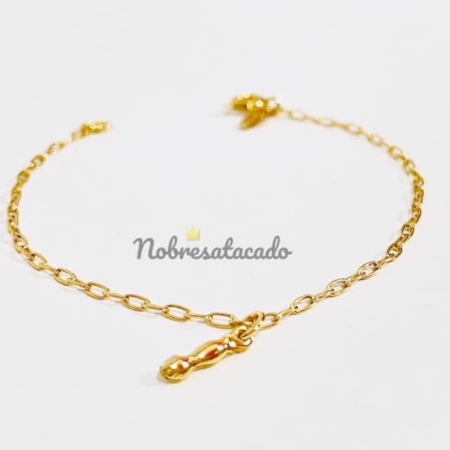 Pulseira Infantil de Figa Banhada a Ouro 18K Figuinha Bebê