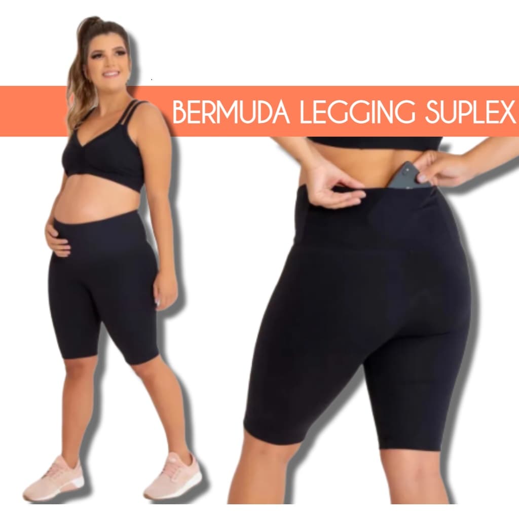 Bermuda Legging Suplex Gestante Confortável Roupa Gravida Leg