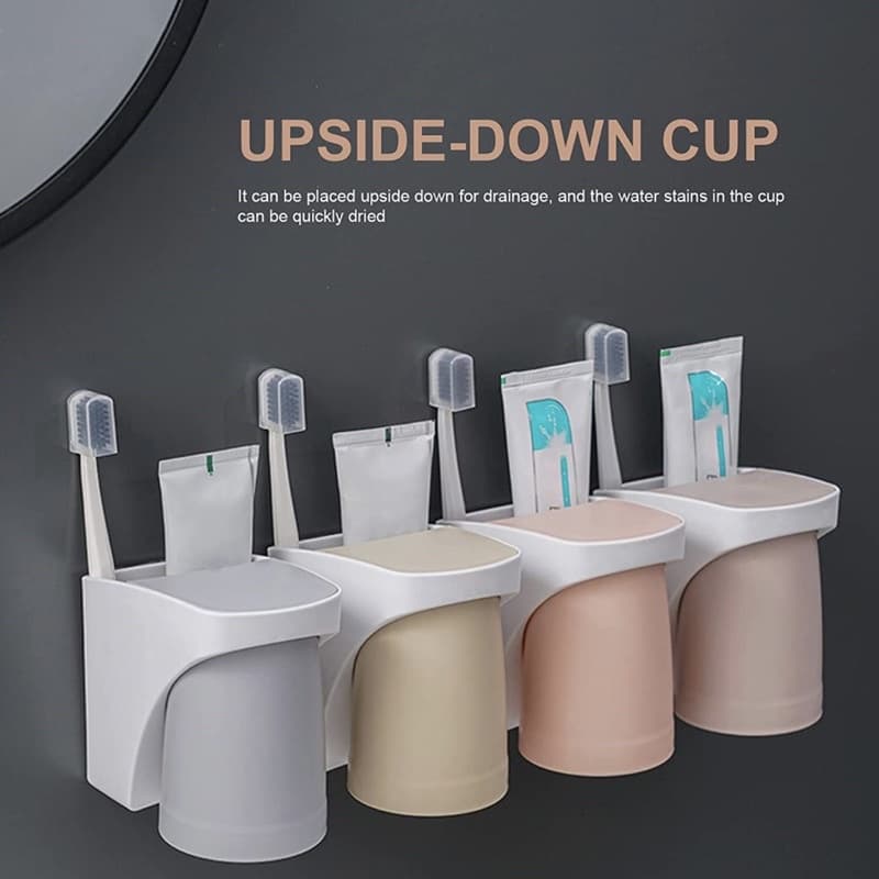 Suporte Organizador para Escova de Dente com Copo Magnético e Armazenamento de Creme Dental para Banheiro