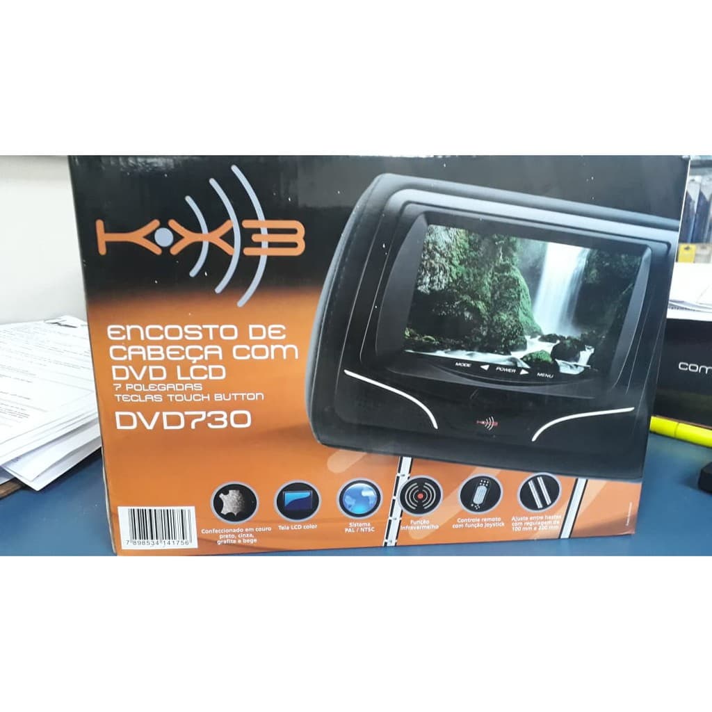Encosto de Cabeça com DVD LCD 7 " Teclas Touch Button - DVD 730 - KX3