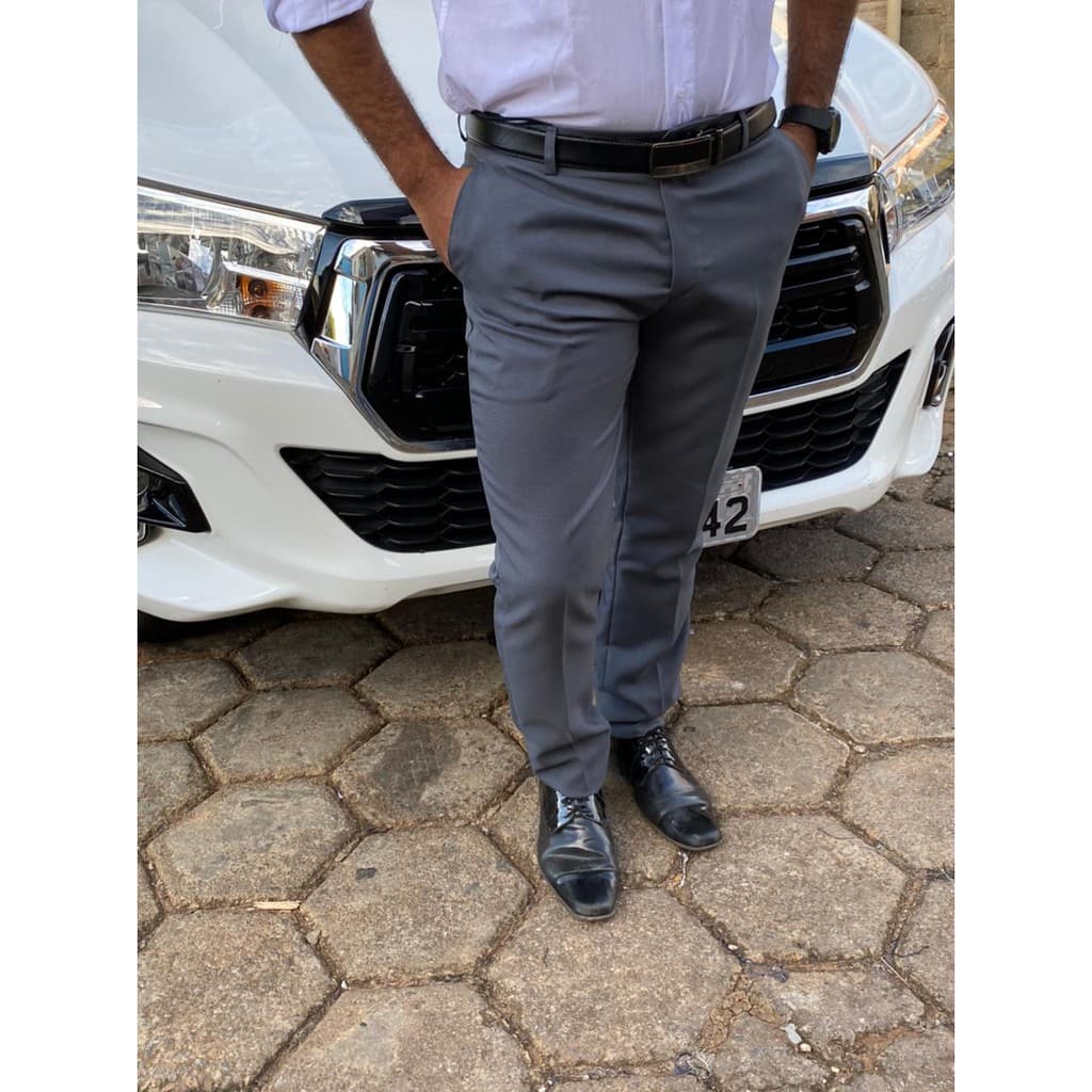 Calça Oxford Social Masculina Chumbo Para Executivos - Promoção