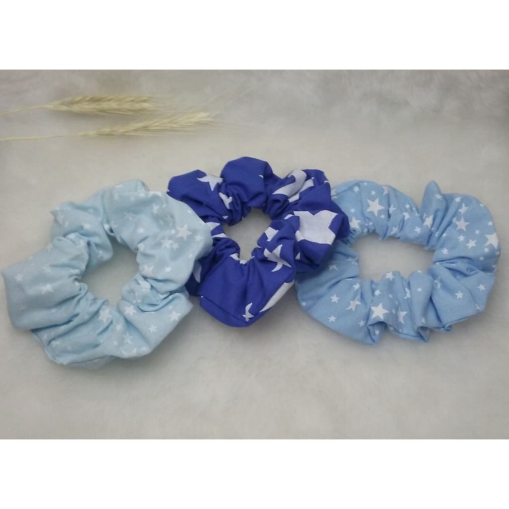 Scrunchie Basico em Tecido 100 % Algodão (Estampa Estrela)
