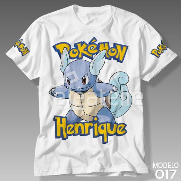 Camiseta Wartortle Pokemon Go Pokebola Jogo Game Infantil Adulto Personalizada