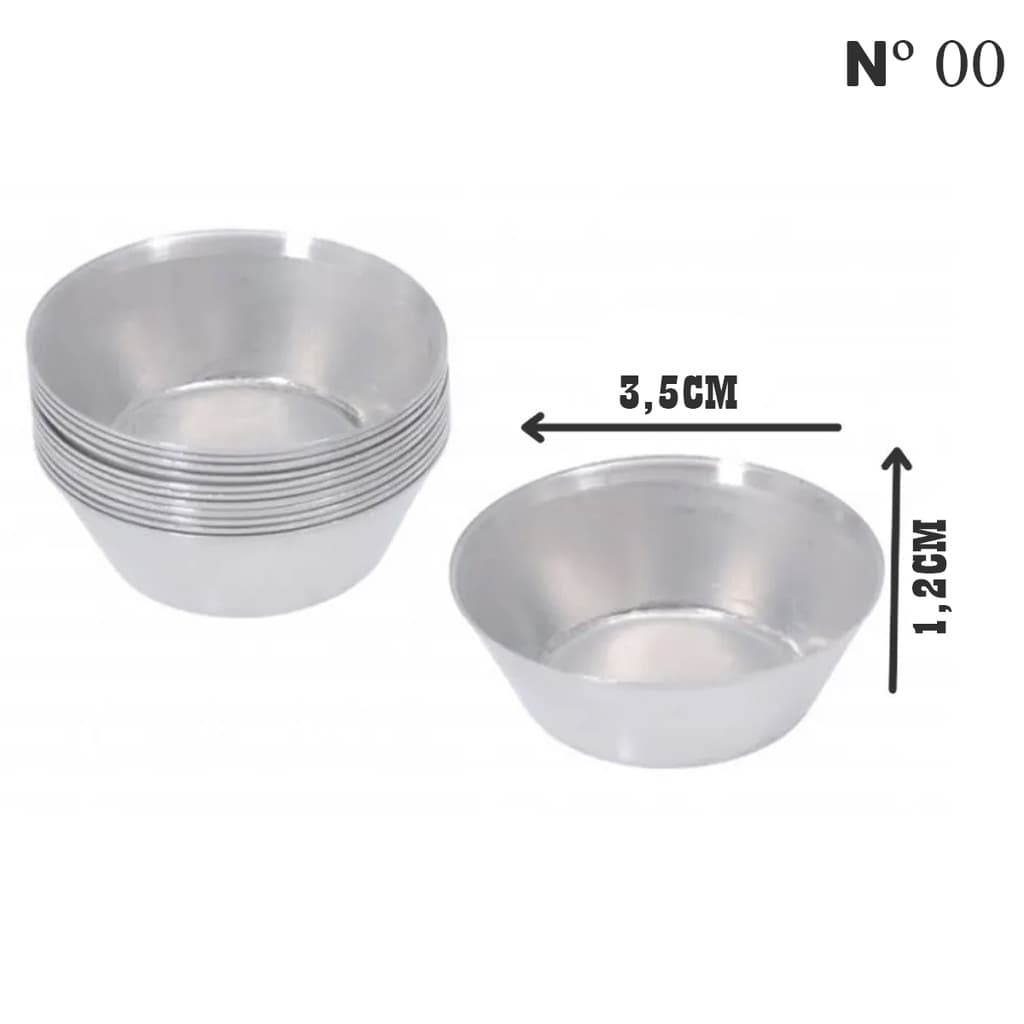 Kit com 24 Formas de Empada em alumínio  Nº 00,0,1,2,3,4 e 5 em alumínio