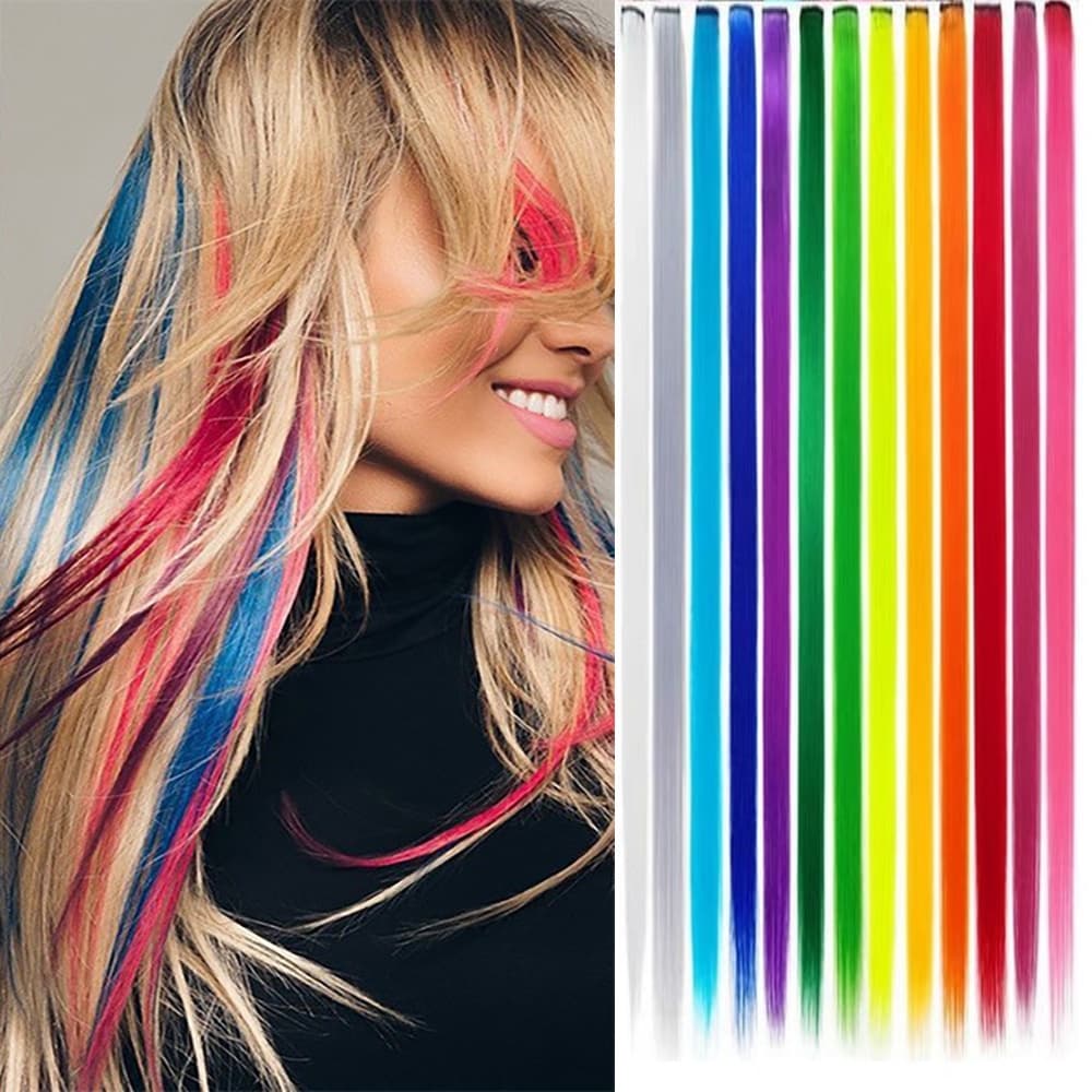 Trava De Cabelo Sintético Coloridas 55 cm Perucas Mecha Corda aplique de cabelo