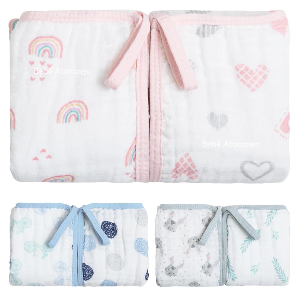 Toalha Pano Fralda De Boca Papi Soft Bebê Menino Super Absorvente E Macia