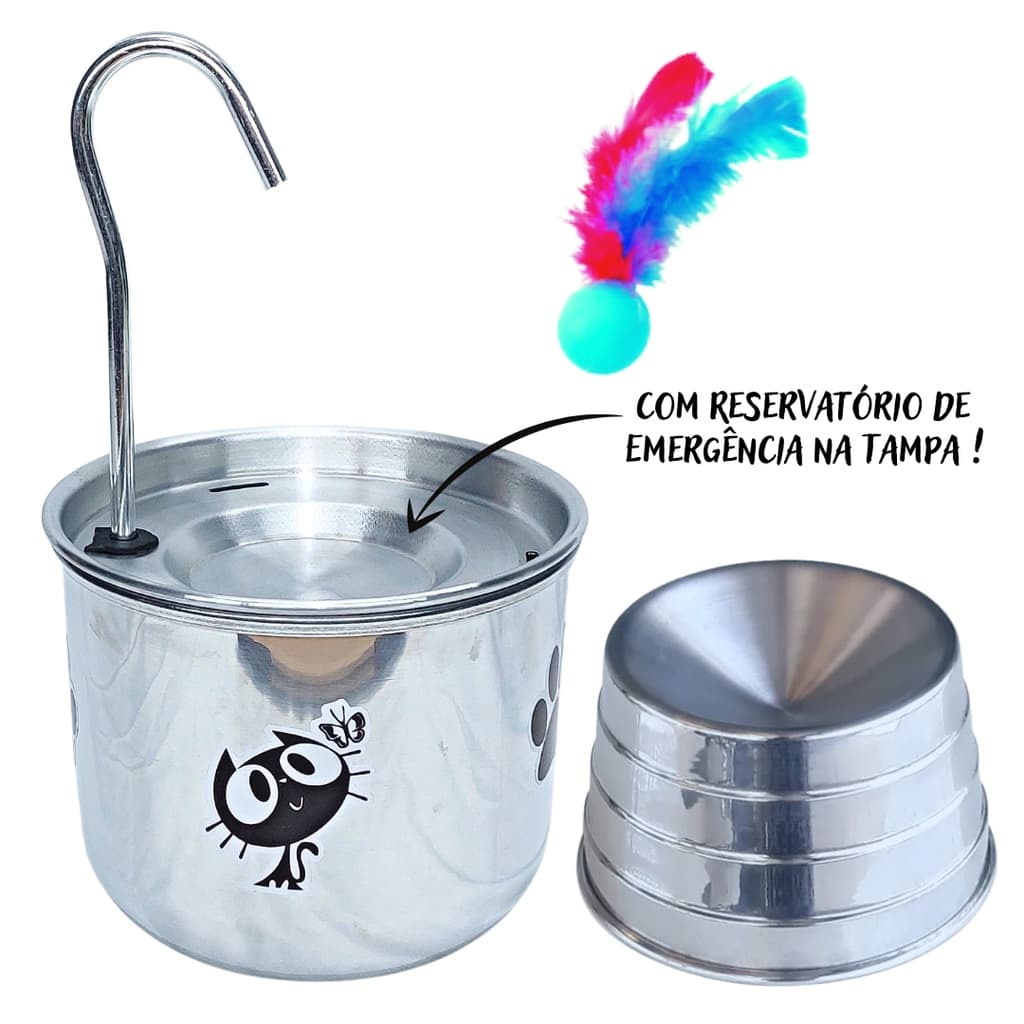 Bebedouro P/ Gato + Comedouro Ergonômico - BIVOLT