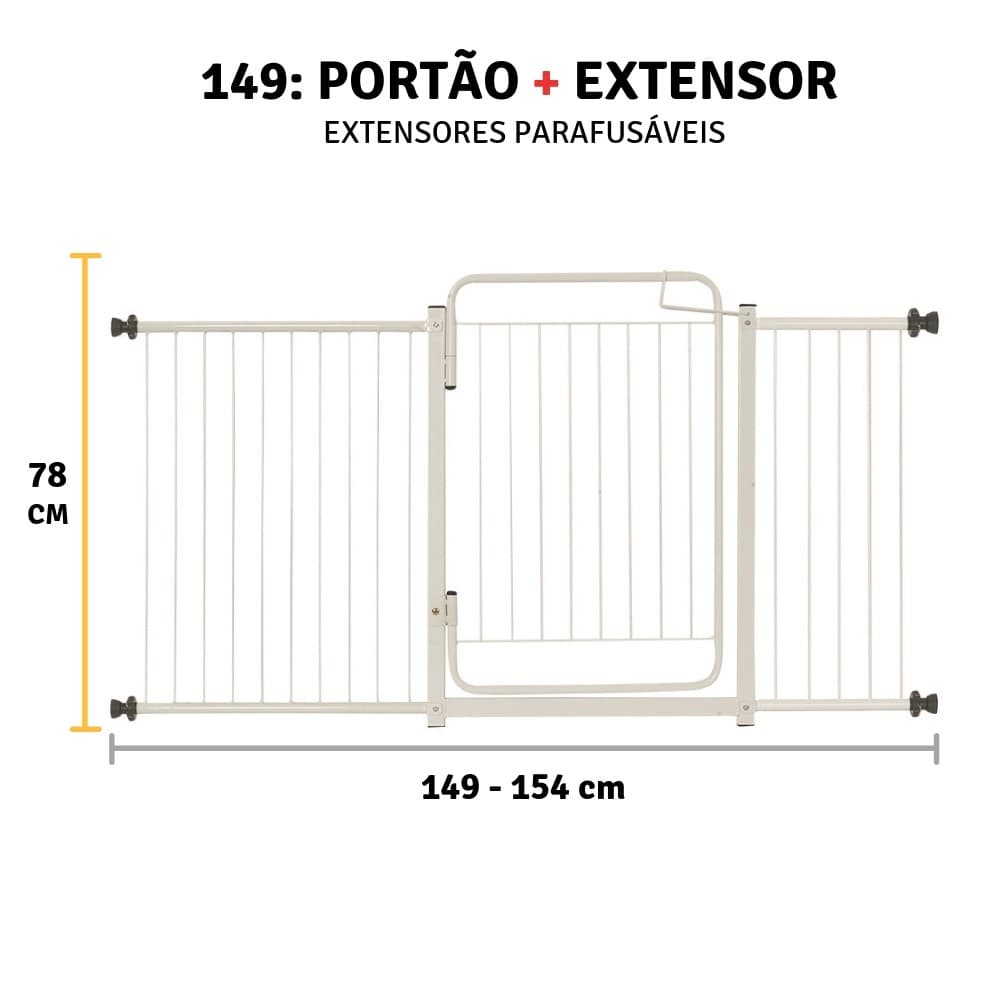Grade De Porta Portão Proteção Cachorro Criança 149 A 154 Cm Portãozinho Cachorro Expansivo